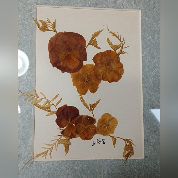 Vintage Pressed Flowers Framed Wall Art Decor Artist Signed - Picture 5 of 10